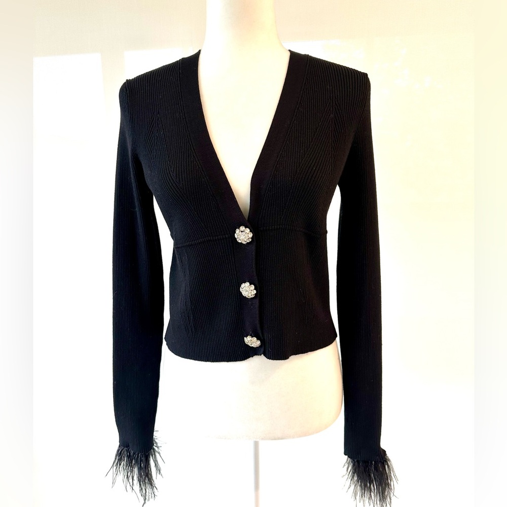 NWT Mori Jasmine Jennie Crystal Button Black Cardigan - Picture 5 of 12